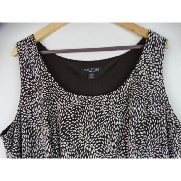 Perceptions Women's Dress Plus Size 20W Brown & White Sleeveless Midi Dress - Picture 2 of 8